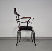 4 x Italian / Stella Del Mo ile / Postmodern / turnable / wrought iron dining chairs / leather seats
