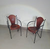 24 chairs in leather and solid wrought iron