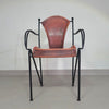 24 chairs in leather and solid wrought iron