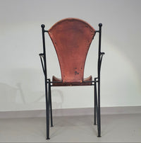 24 chairs in leather and solid wrought iron