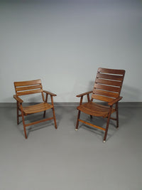 Mid-Century garden folding chairs. Set of 2. High back /  lowback