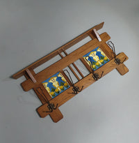 Art Nouveau wall coat rack with Tiles by Meissen / Germany
