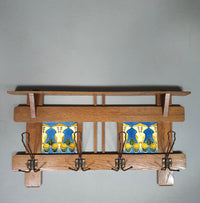Art Nouveau wall coat rack with Tiles by Meissen / Germany