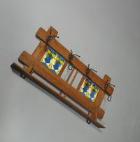 Art Nouveau wall coat rack with Tiles by Meissen / Germany