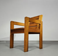 Pine wood chair 1970s with foldable seat.
