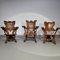 4 x grote eikenhouten klauwfauteuils jaren 60
 70x70x90cm