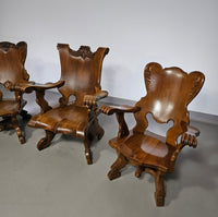 4 x grote eikenhouten klauwfauteuils jaren 60
 70x70x90cm