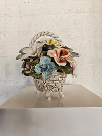 Bassano ceramics Basket with flowers, Italy 1950s