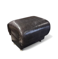 Foot stool / hocker / brown leather / 1980s