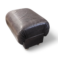Foot stool / hocker / brown leather / 1980s