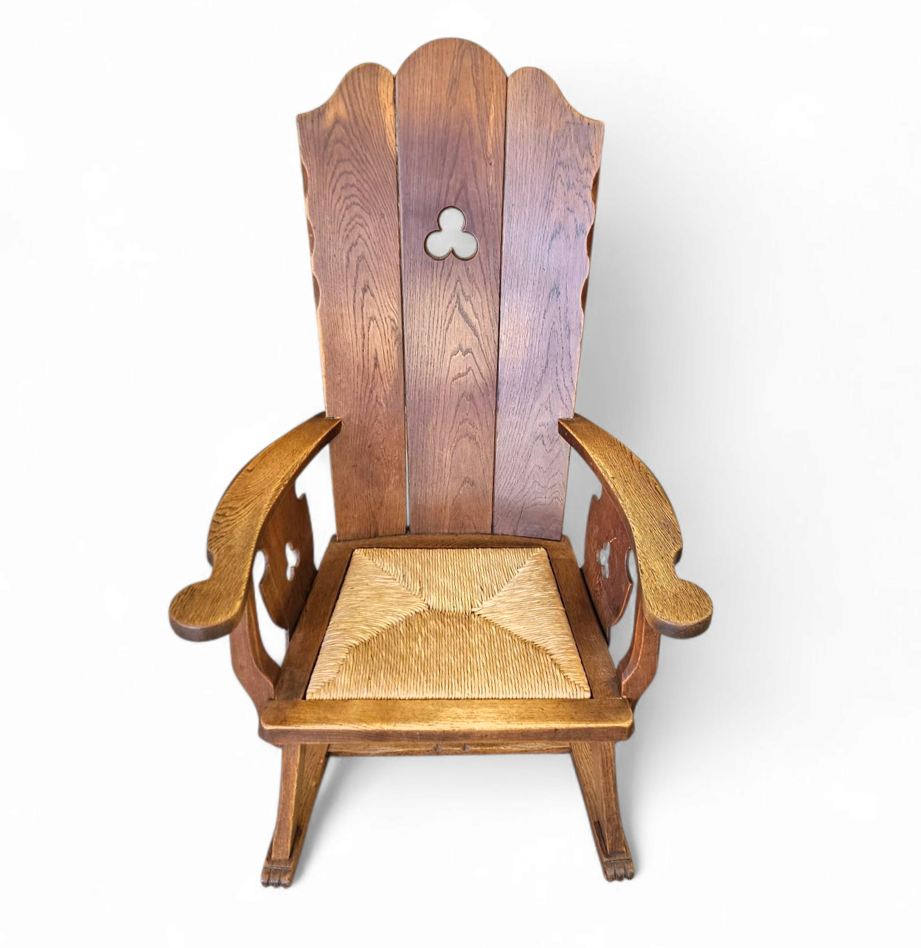 High back / monastry / rush seat armchair 1950s