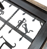 Frenche / brutalist Coffee table / forged / wrought iron / shepherd with dog and his herd 1970s / transparent glass top