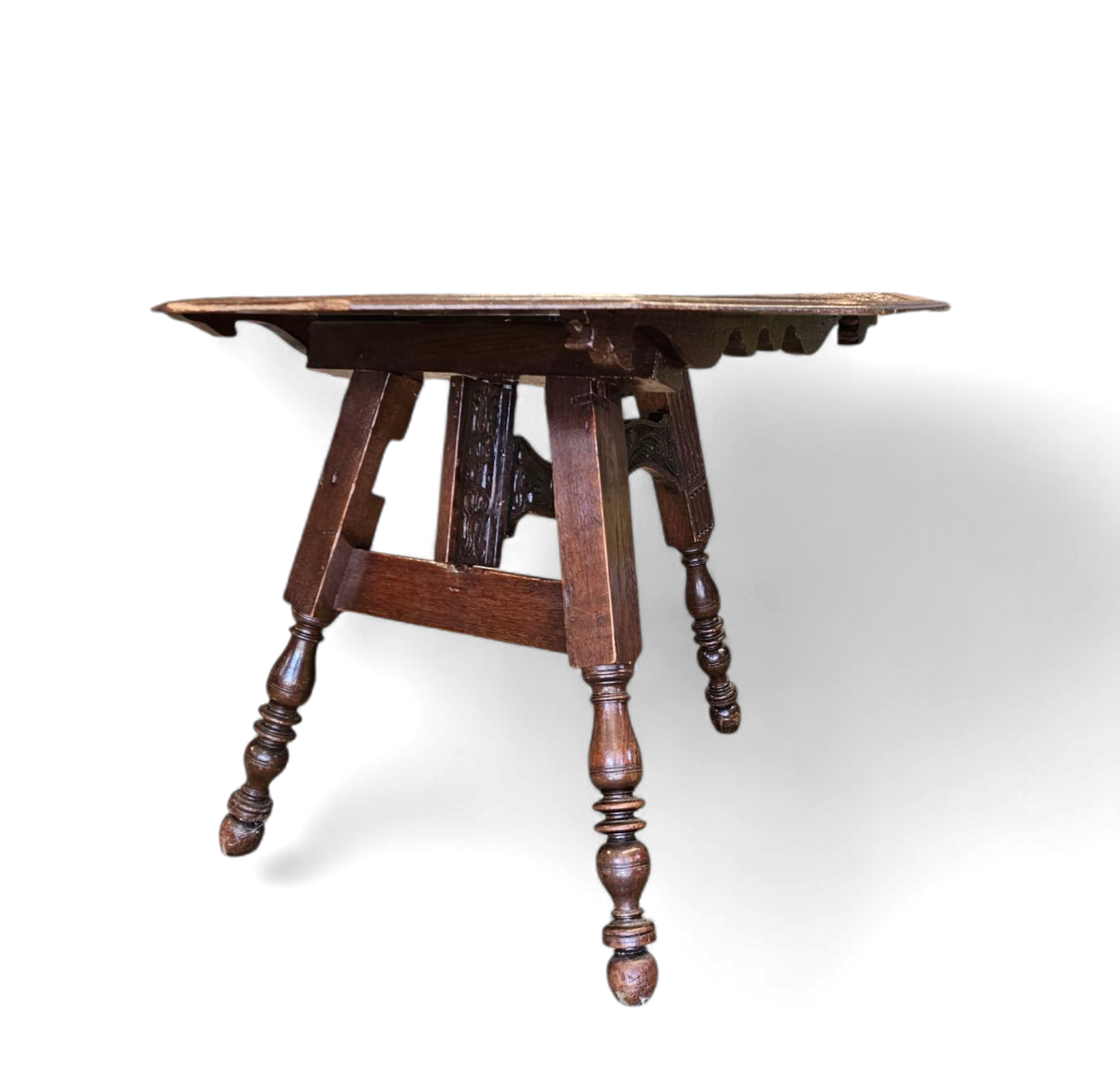 Antique tripot carved folding table / Netherlands / oak /19th century circa 1880.