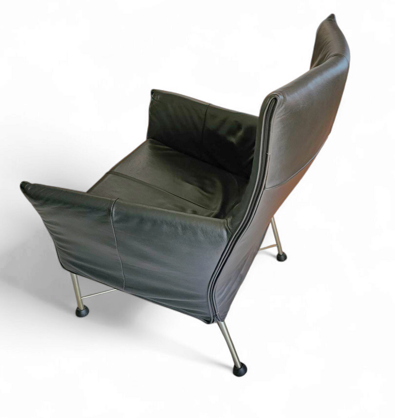 Black leather Charly armchair by Gerard van den Berg for Montis 1980s