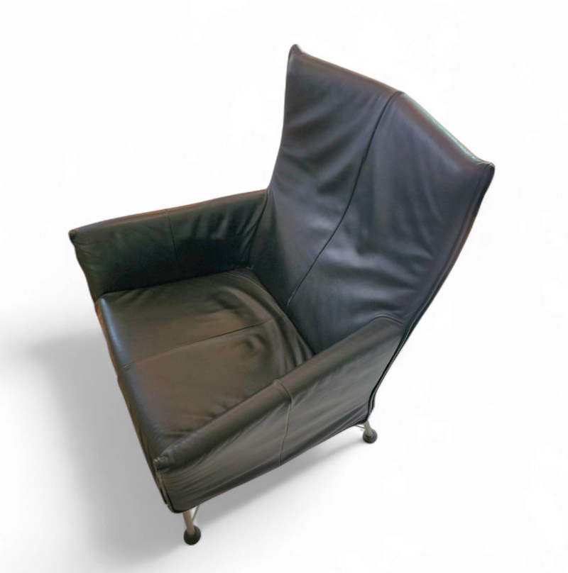 Black leather Charly armchair by Gerard van den Berg for Montis 1980s