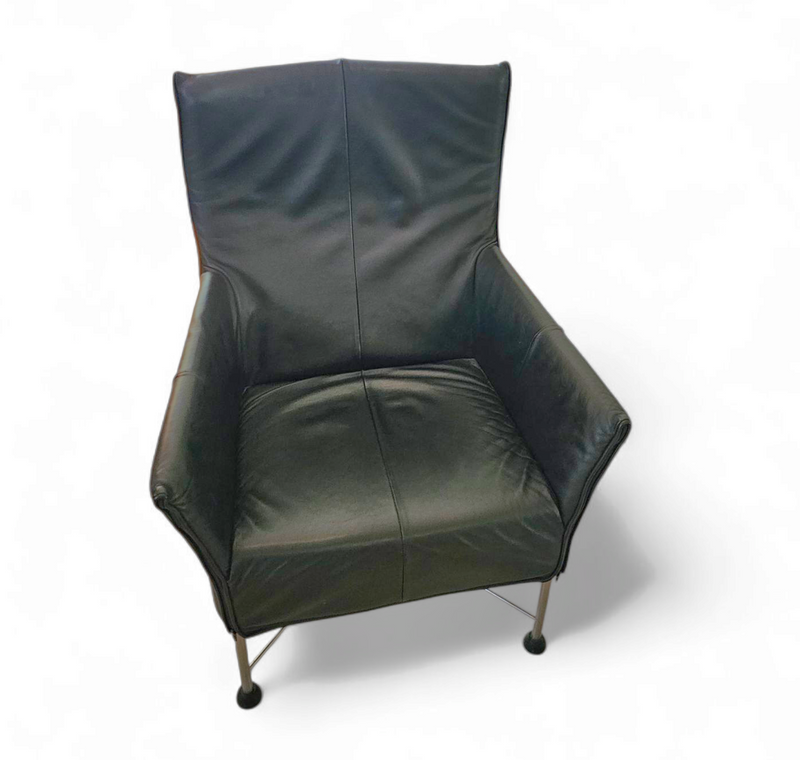 Black leather Charly armchair by Gerard van den Berg for Montis 1980s