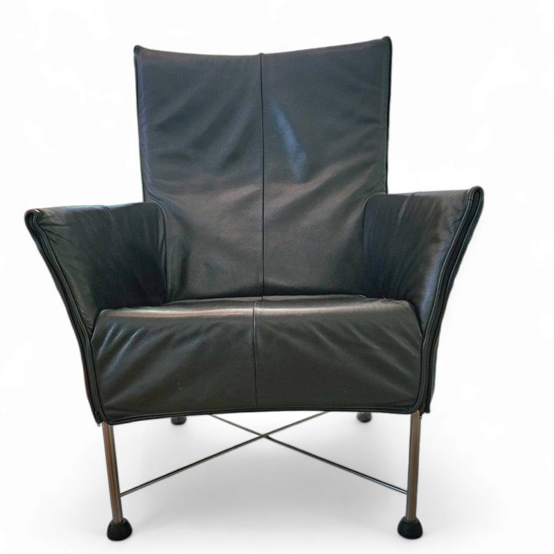 Black leather Charly armchair by Gerard van den Berg for Montis 1980s