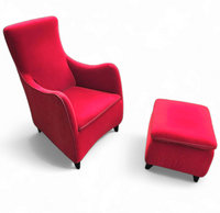 Senta armchair / hocker / ottoman by Gerard van den Berg for Wittmann / red velvet upholstery / marked
Good condition
