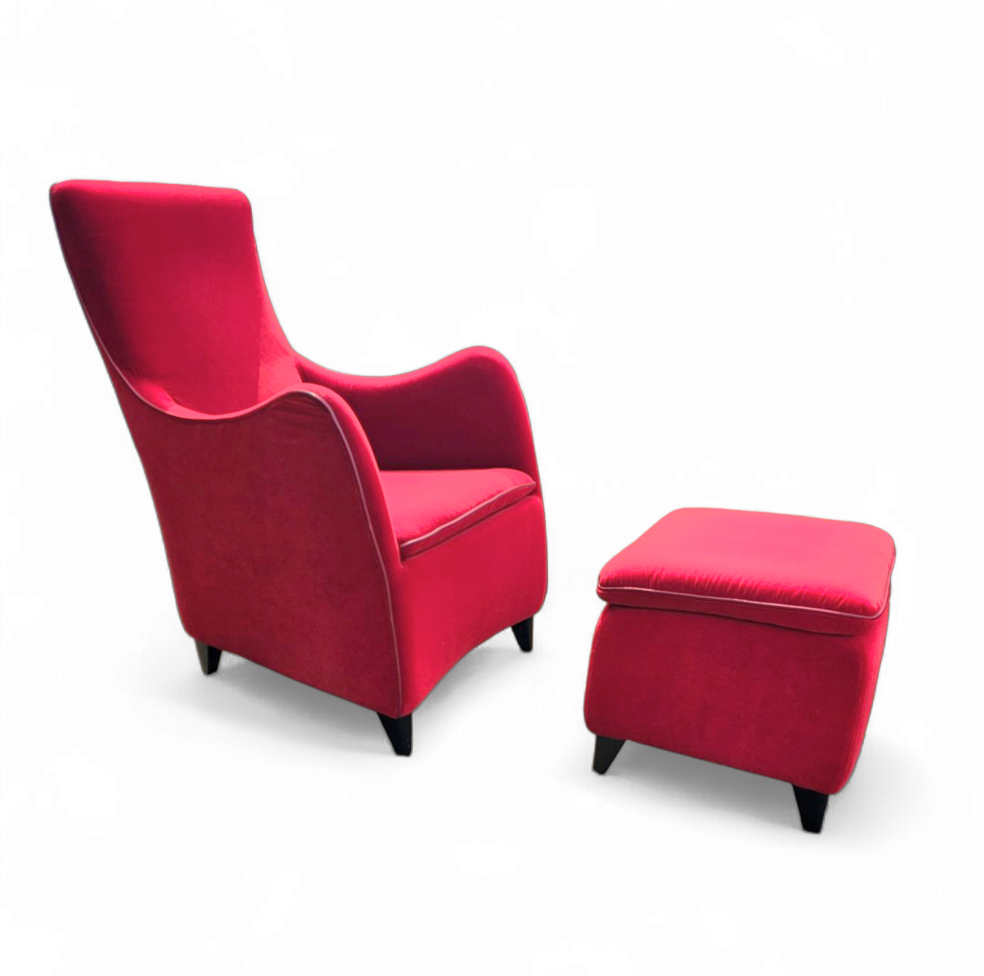Senta armchair / hocker / ottoman by Gerard van den Berg for Wittmann / red velvet upholstery / marked
Good condition