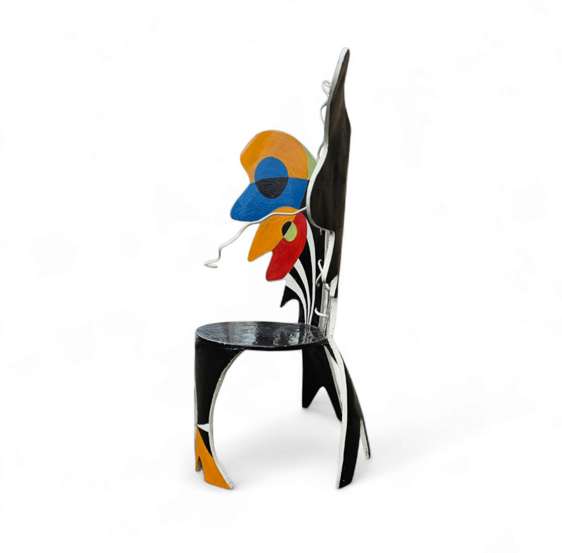 Decorative wooden wing chair 1980s