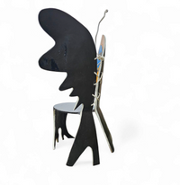 Decorative wooden wing chair 1980s