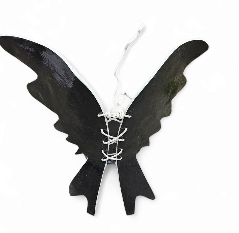 Decorative wooden wing chair 1980s