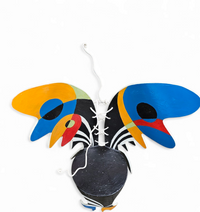 Decorative wooden wing chair 1980s