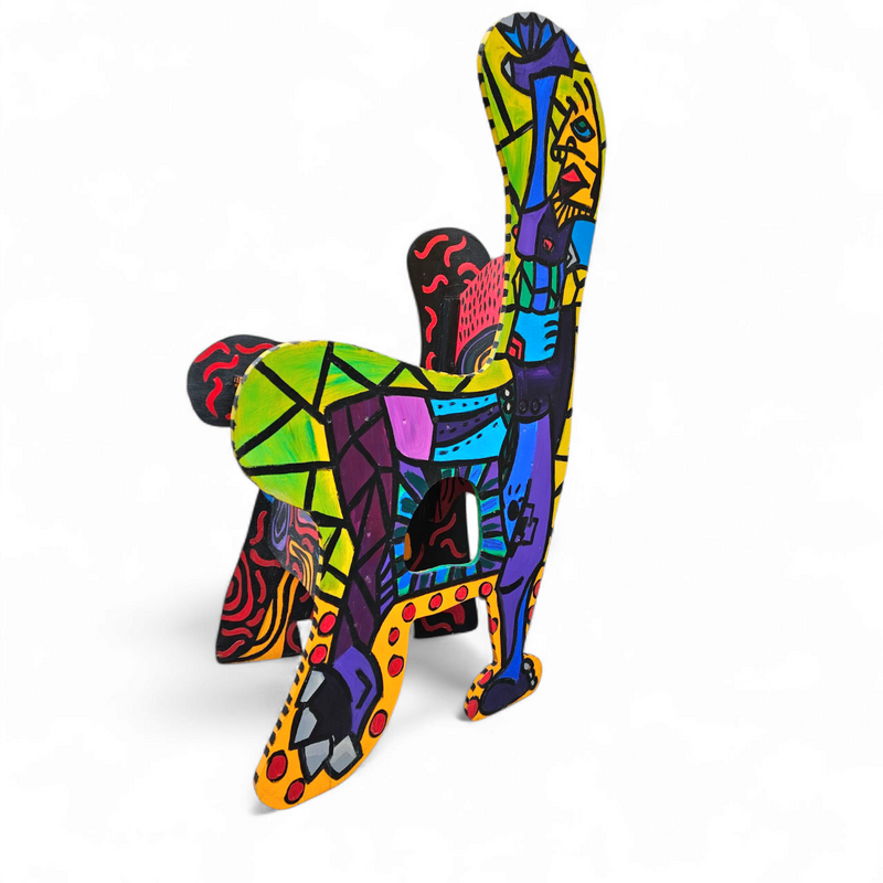 Oversized decorative wooden wing chair