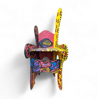 Oversized decorative wooden wing chair