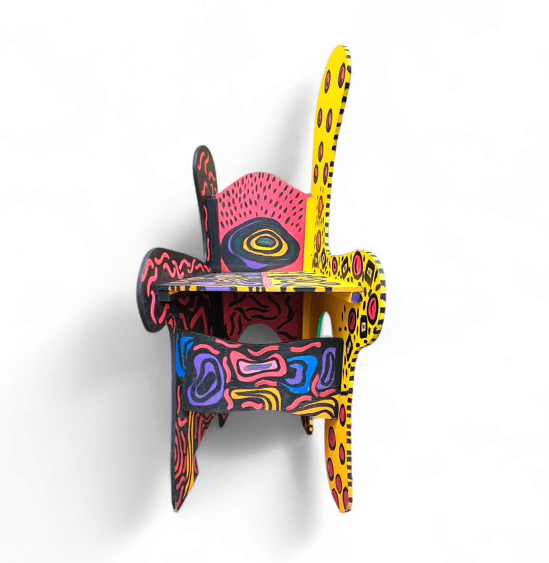 Oversized decorative wooden wing chair