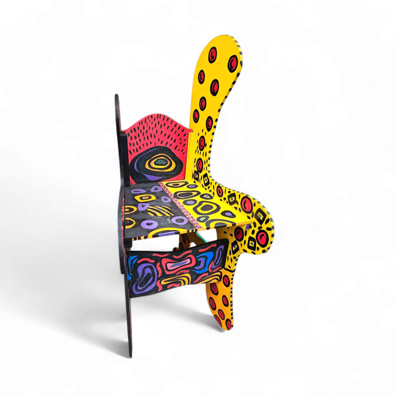 Oversized decorative wooden wing chair