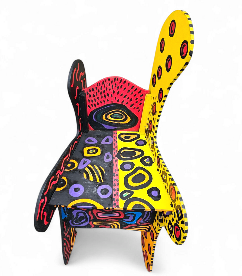 Oversized decorative wooden wing chair