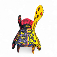 Oversized decorative wooden wing chair