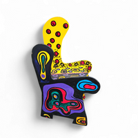 Oversized decorative wooden wing chair