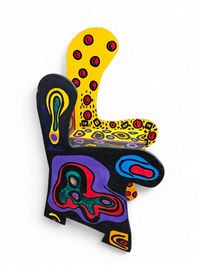 Oversized decorative wooden wing chair