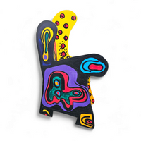 Oversized decorative wooden wing chair