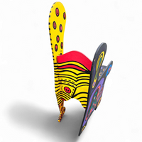 Oversized decorative wooden wing chair