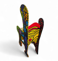 Oversized decorative wooden wing chair