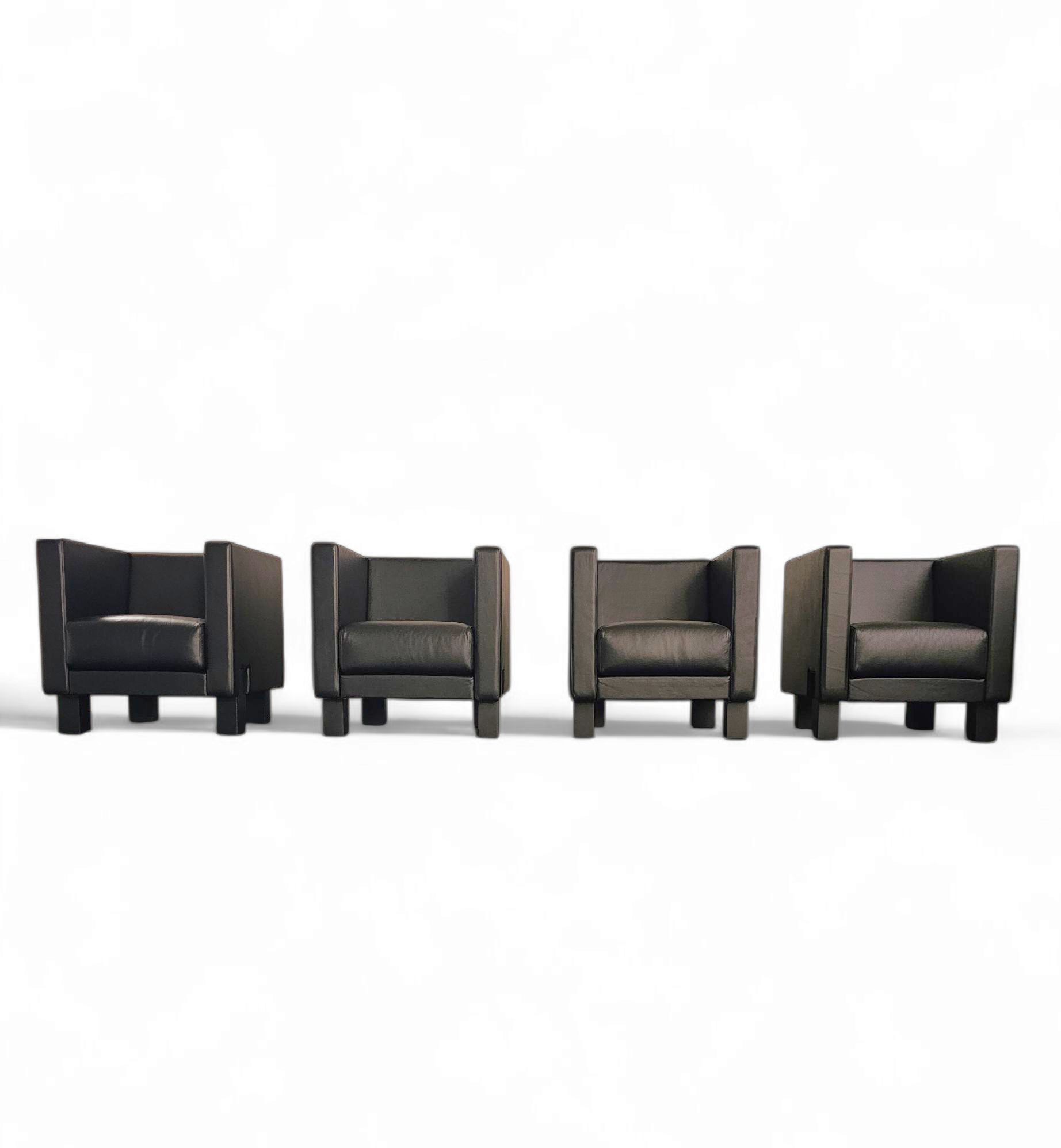 4 x Black Leather Poltrona Frau Moji Armchairs by Shigeru Uchida
1 x Moji two seater
Stunning condition