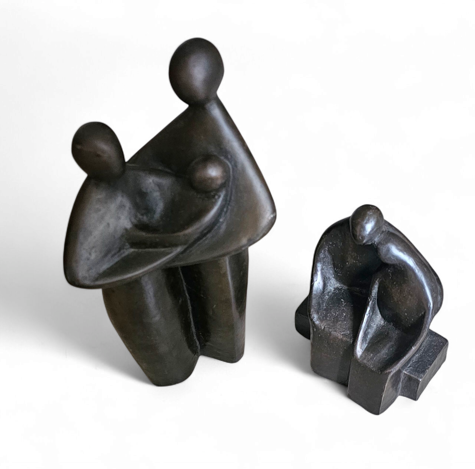 Solid Bronze figures / family with child 1960s