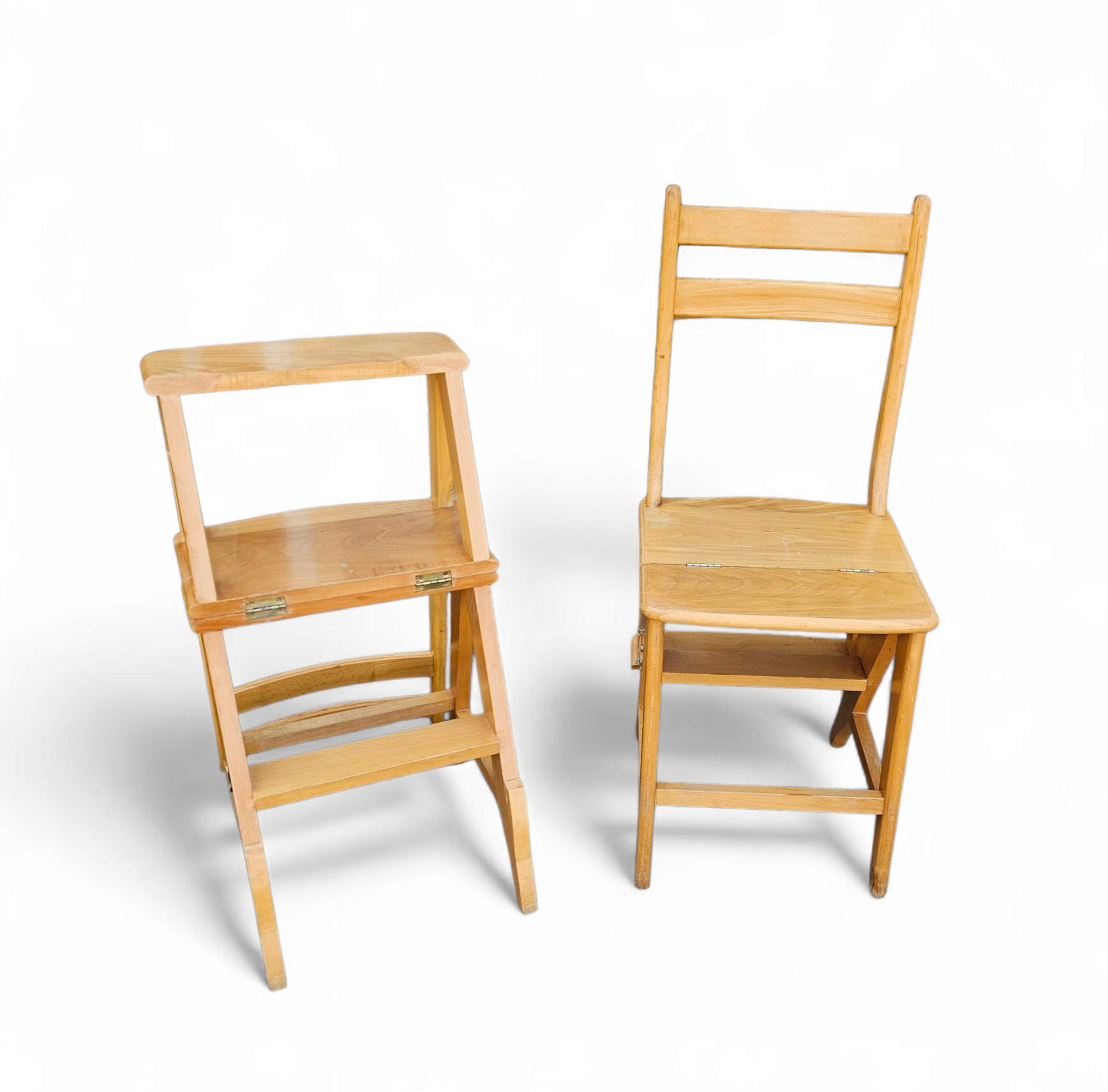 2 x library ladder chair 1950s