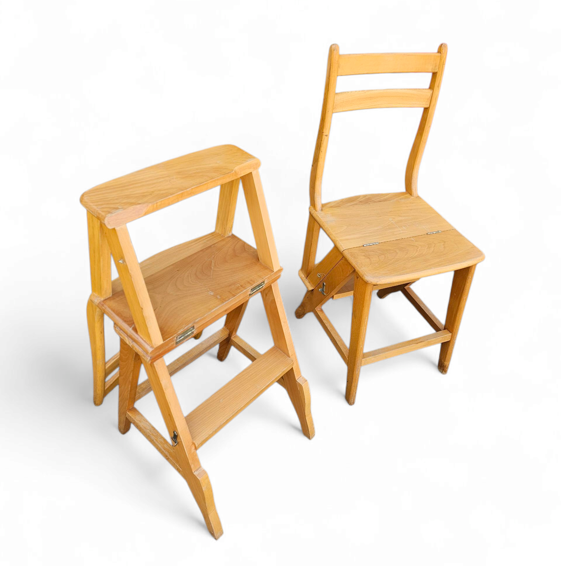 2 x library ladder chair 1950s
