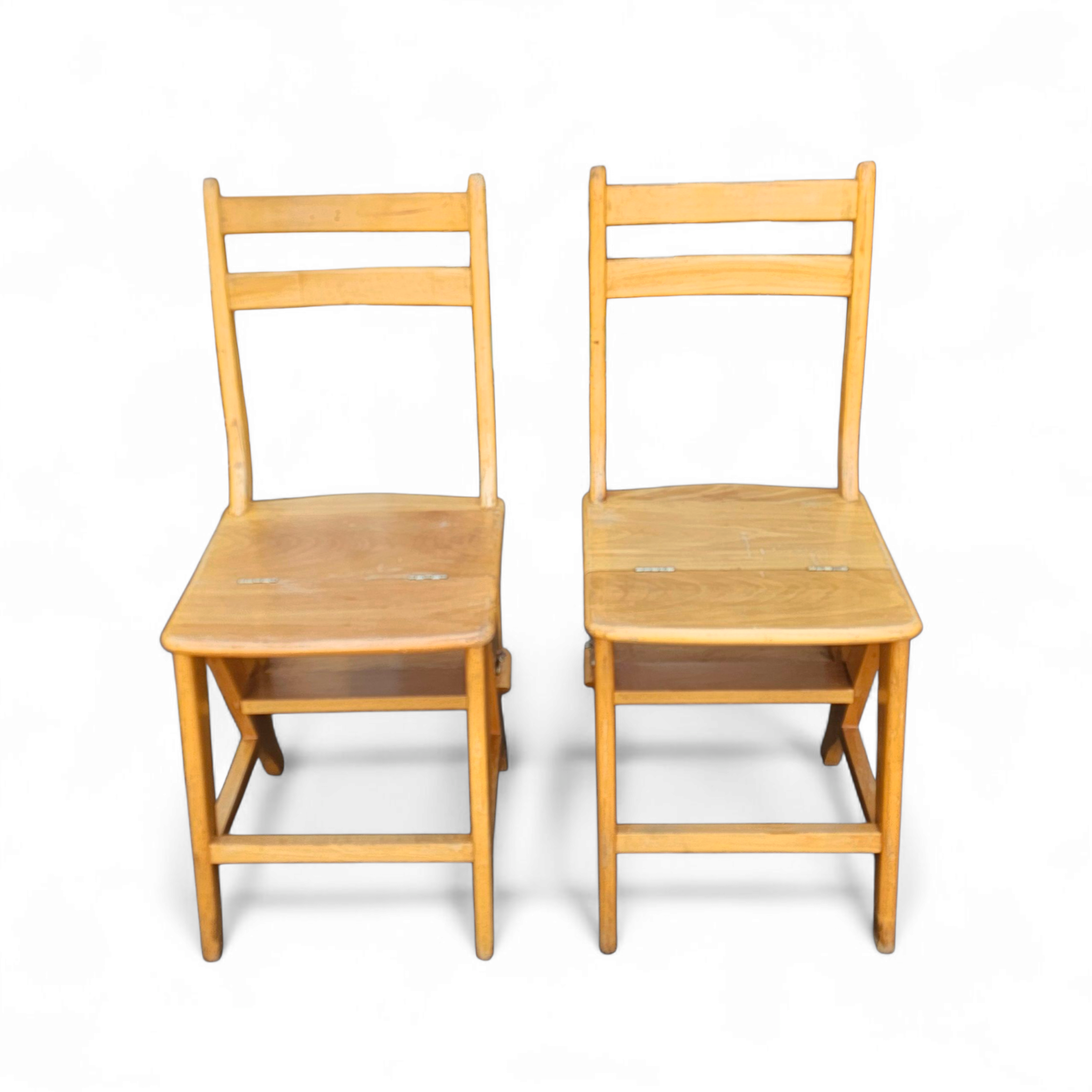 2 x library ladder chair 1950s