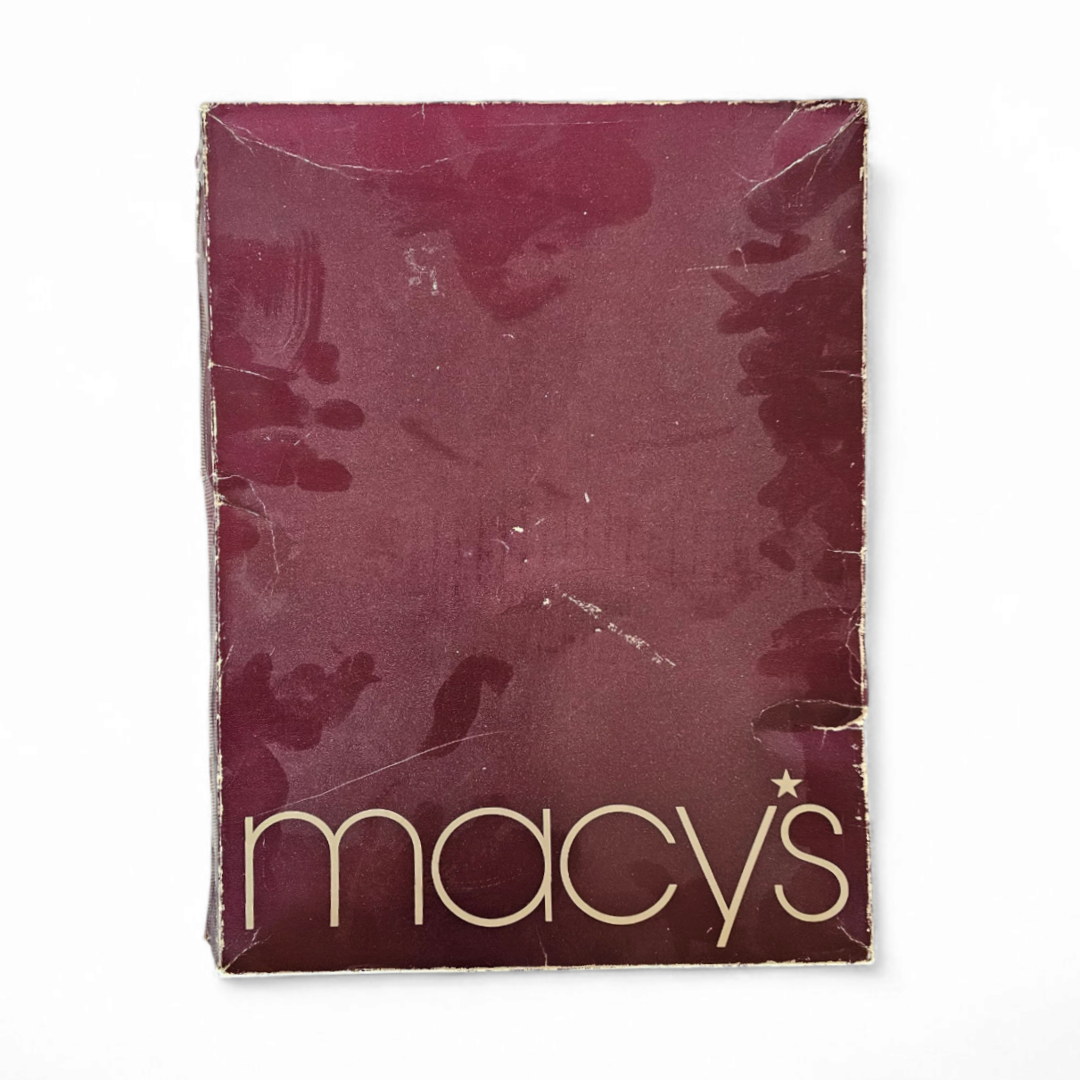 MACYS in box / wood tree slab clock / resin coated dark stained woodgrain sliced segment burled natural grain bark rustic lodge brass 1980s