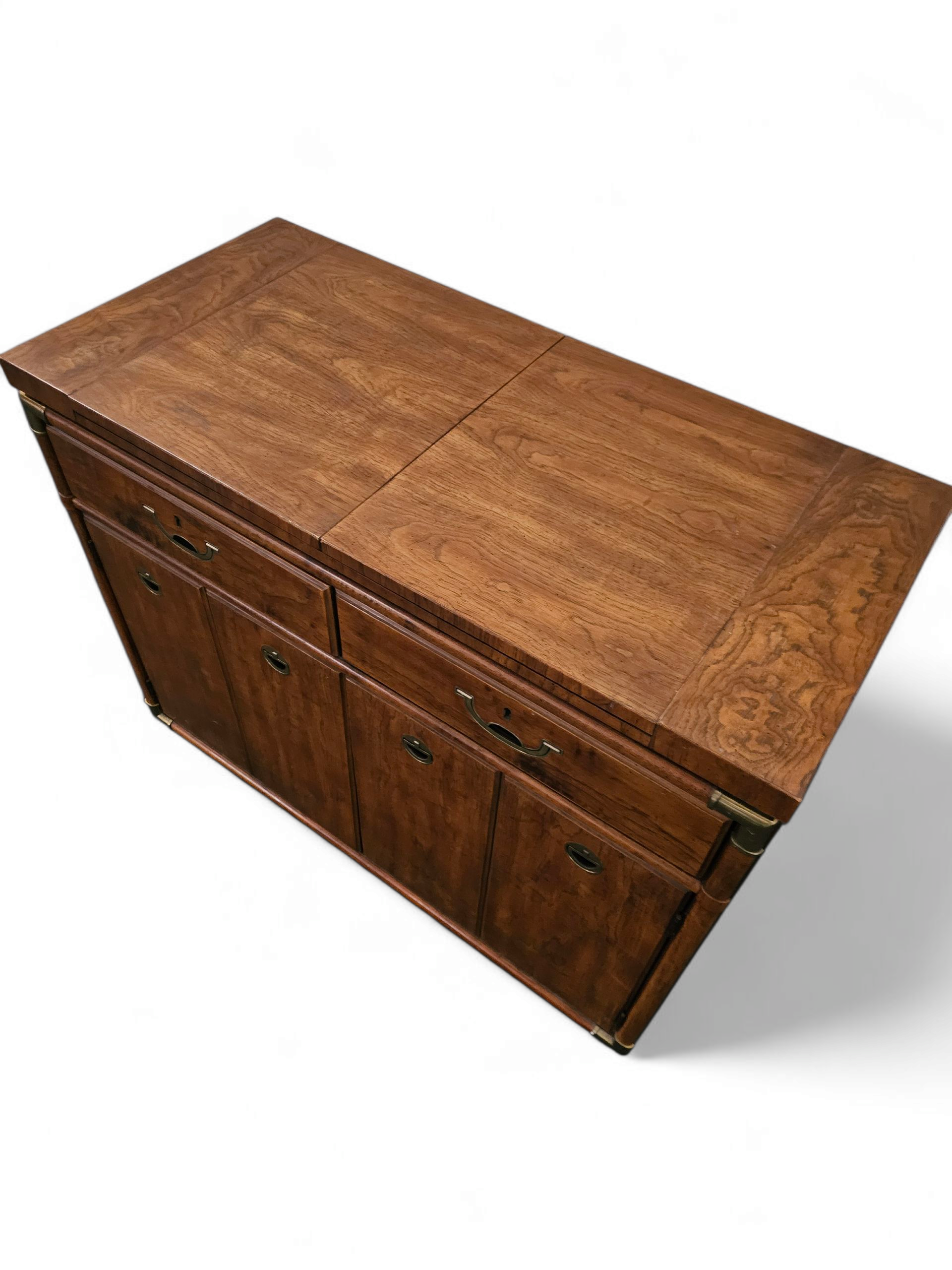 Vintage Drexel Accolade Campaign Server Dry Bar on Casters / Flip Top
1980s