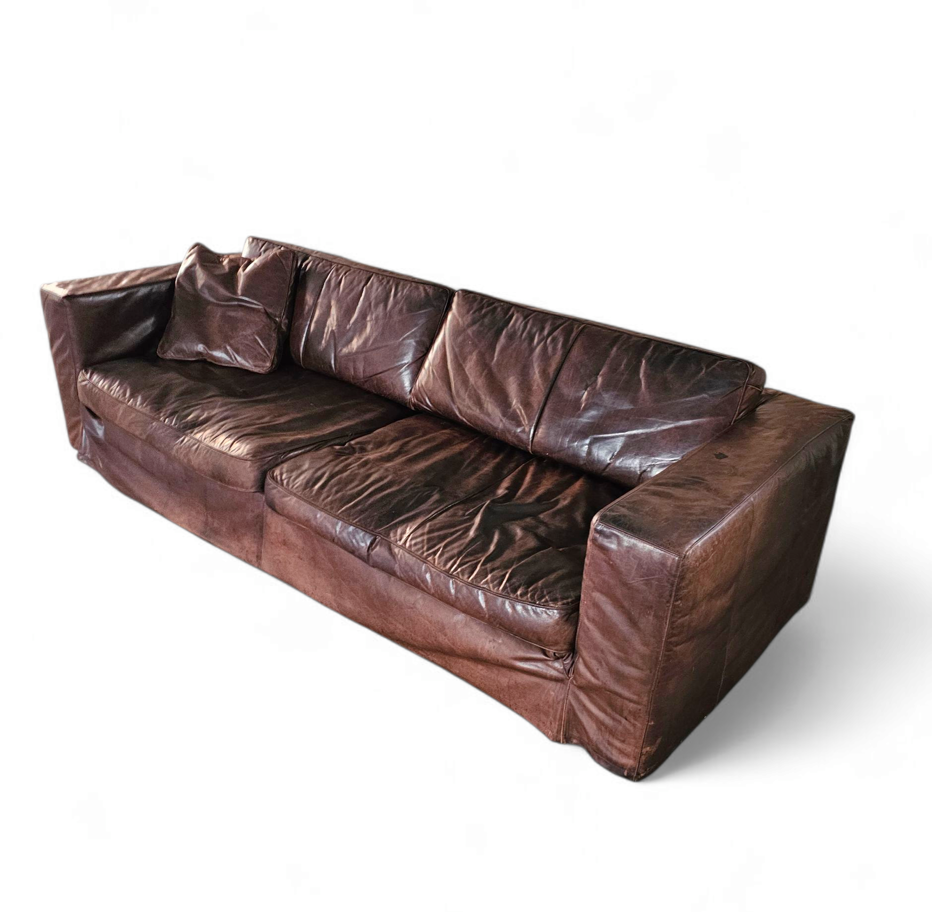 Massive / loose cover / brown leather / lounge sofa / 1970s/