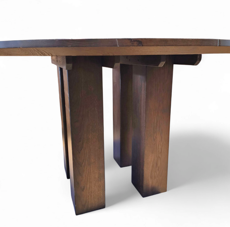 Weighty / 100kg / round oak dining table / life time construction / 1980s