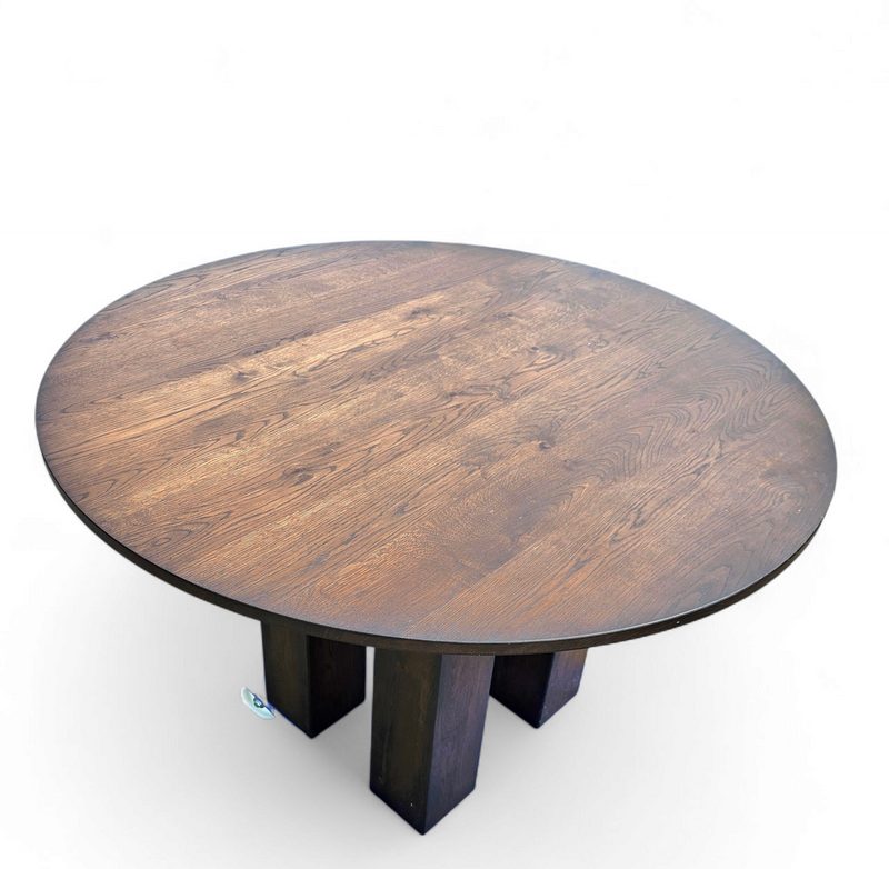 Weighty / 100kg / round oak dining table / life time construction / 1980s