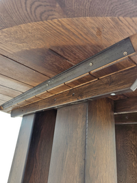 Weighty / 100kg / round oak dining table / life time construction / 1980s