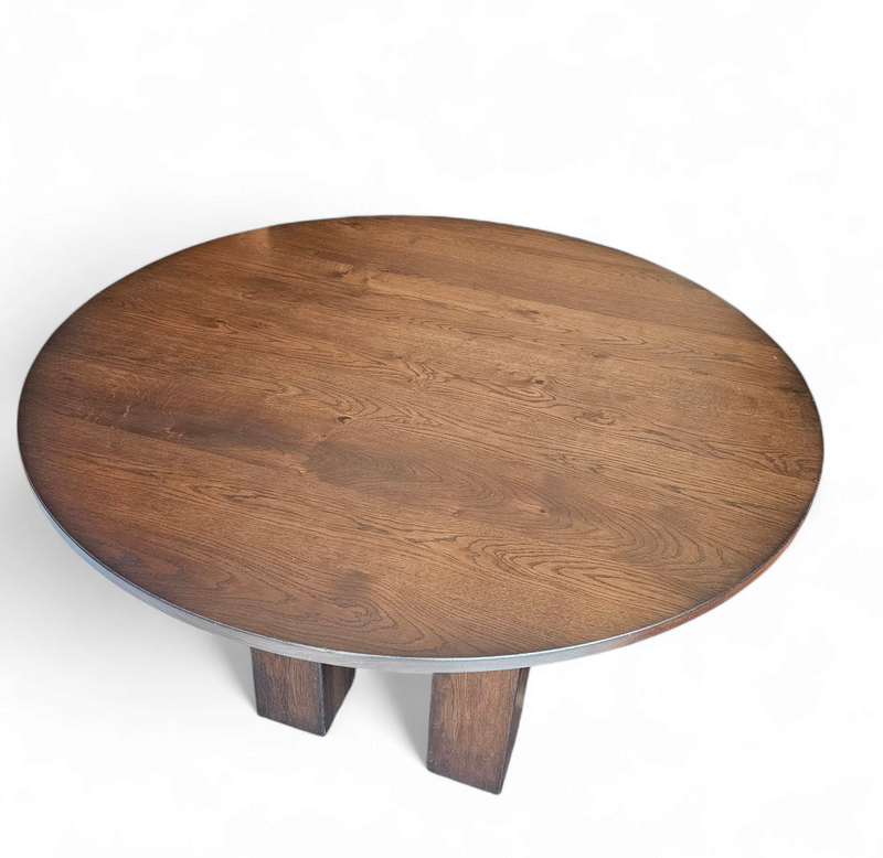Weighty / 100kg / round oak dining table / life time construction / 1980s